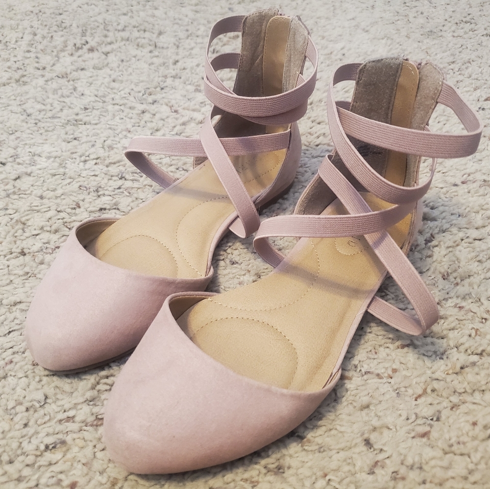 Mauve strappy flats
